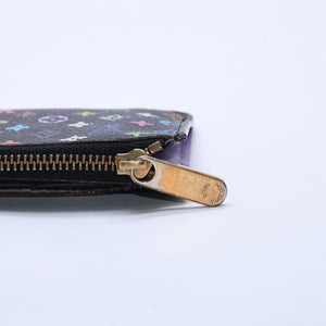 LOUIS VUITTON Monogram Multicolor Pochette Clé M60279 Coin Case Noir Out of Print Wallet Gold Hardware Good Condition Used 4a003889