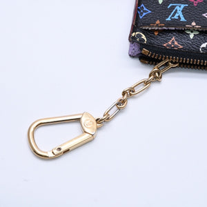 LOUIS VUITTON Monogram Multicolor Pochette Clé M60279 Coin Case Noir Out of Print Wallet Gold Hardware Good Condition Used 4a003889