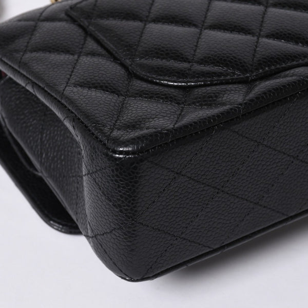 極美品 CHANEL シャネル マトラッセ23 Wフラップ Wチェーンショルダーバッグ ランダム キャビアスキン ココマーク ゴールド金具 中古 4a000417