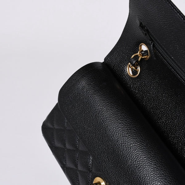 極美品 CHANEL シャネル マトラッセ23 Wフラップ Wチェーンショルダーバッグ ランダム キャビアスキン ココマーク ゴールド金具 中古 4a000417