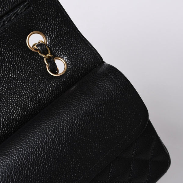 極美品 CHANEL シャネル マトラッセ23 Wフラップ Wチェーンショルダーバッグ ランダム キャビアスキン ココマーク ゴールド金具 中古 4a000417