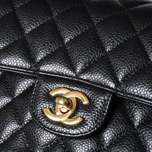 極美品 CHANEL シャネル マトラッセ23 Wフラップ Wチェーンショルダーバッグ ランダム キャビアスキン ココマーク ゴールド金具 中古 4a000417