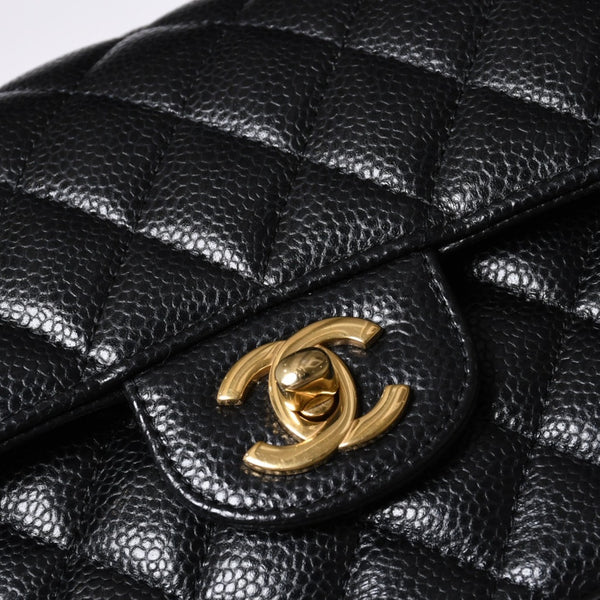 極美品 CHANEL シャネル マトラッセ23 Wフラップ Wチェーンショルダーバッグ ランダム キャビアスキン ココマーク ゴールド金具 中古 4a000417