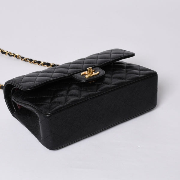 極美品 CHANEL シャネル マトラッセ23 Wフラップ Wチェーンショルダーバッグ ランダム キャビアスキン ココマーク ゴールド金具 中古 4a000417