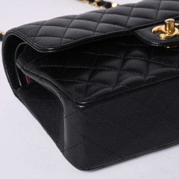 極美品 CHANEL シャネル マトラッセ23 Wフラップ Wチェーンショルダーバッグ ランダム キャビアスキン ココマーク ゴールド金具 中古 4a000417