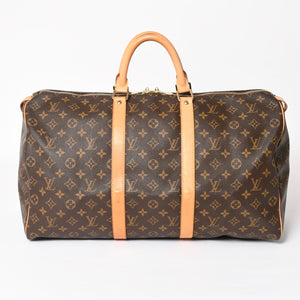 LOUIS VUITTON Keepall 50 Boston Bag M41426 PVC Leather Monogram FL0064 Gold Hardware Good Condition Used 4a004212