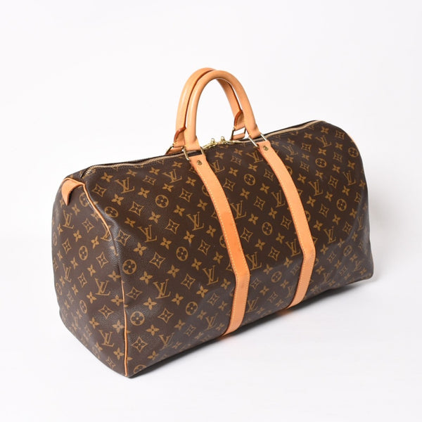 LOUIS VUITTON Keepall 50 Boston Bag M41426 PVC Leather Monogram FL0064 Gold Hardware Good Condition Used 4a004212