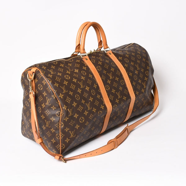 LOUIS VUITTON Monogram Keepall Bandouliere 55 2WAY Boston Bag M41414 Brown Canvas Good Condition Used 4a004221