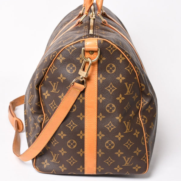 LOUIS VUITTON Monogram Keepall Bandouliere 55 2WAY Boston Bag M41414 Brown Canvas Good Condition Used 4a004221