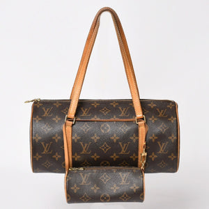 LOUIS VUITTON Papillon 30 Handbag M51385 Cylindrical Monogram PVC Leather Brown Good Condition Used 4a004175
