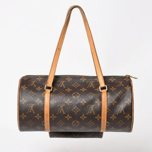 LOUIS VUITTON Papillon 30 Handbag M51385 Cylindrical Monogram PVC Leather Brown Good Condition Used 4a004175