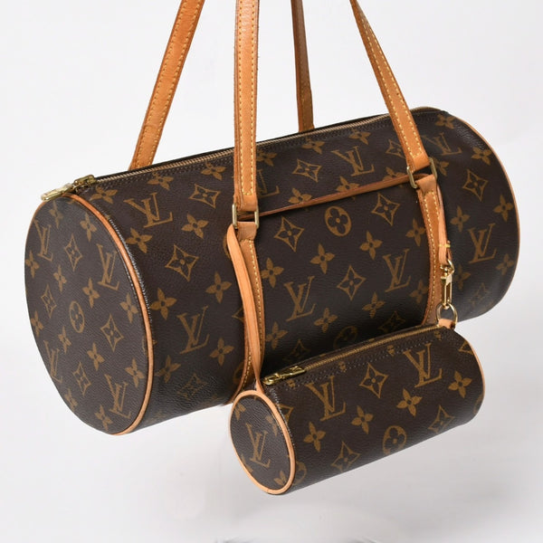 LOUIS VUITTON Papillon 30 Handbag M51385 Cylindrical Monogram PVC Leather Brown Good Condition Used 4a004175
