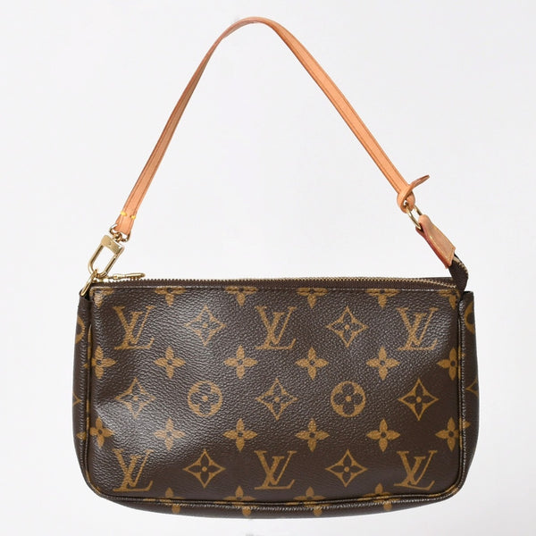 極美品 LOUIS VUITTON ルイヴィトン ポシェット アクセソワール アクセサリーポーチ M51980 モノグラム ブラウン レザー PVC 中古 4a004209