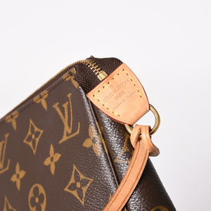 極美品 LOUIS VUITTON ルイヴィトン ポシェット アクセソワール アクセサリーポーチ M51980 モノグラム ブラウン レザー PVC 中古 4a004209