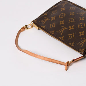 極美品 LOUIS VUITTON ルイヴィトン ポシェット アクセソワール アクセサリーポーチ M51980 モノグラム ブラウン レザー PVC 中古 4a004209