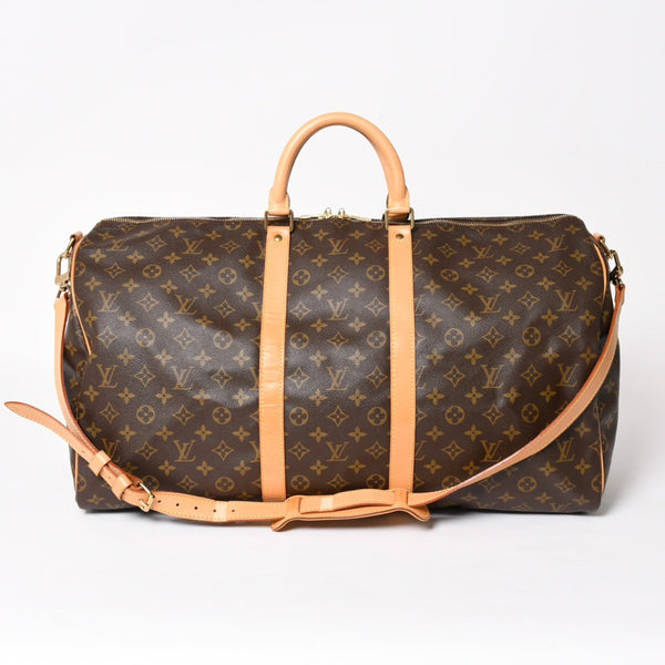LOUIS VUITTON Monogram Keepall Bandouliere 55 2WAY Boston Bag M41414 Brown Canvas Good Condition Used 4a004177
