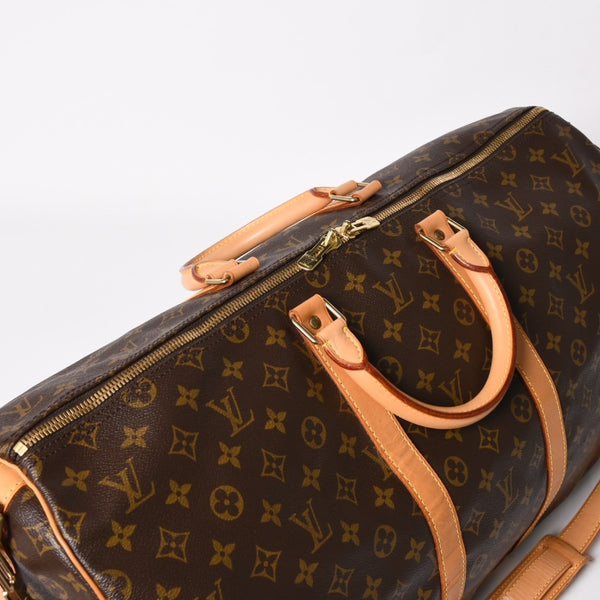 LOUIS VUITTON Monogram Keepall Bandouliere 55 2WAY Boston Bag M41414 Brown Canvas Good Condition Used 4a004177