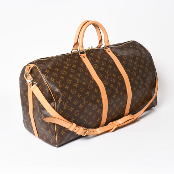 LOUIS VUITTON Monogram Keepall Bandouliere 55 2WAY Boston Bag M41414 Brown Canvas Good Condition Used 4a004177