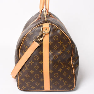 LOUIS VUITTON Monogram Keepall Bandouliere 55 2WAY Boston Bag M41414 Brown Canvas Good Condition Used 4a004177