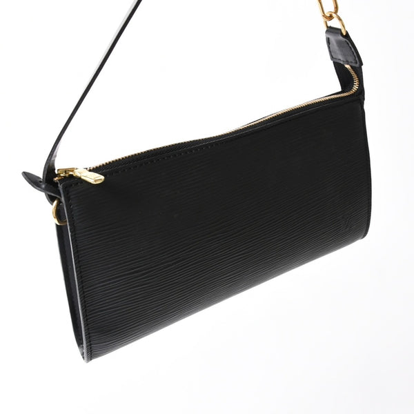Very Good Condition LOUIS VUITTON Pochette Accessory Pouch M52942 Epi Black Gold Hardware Used 4a004180