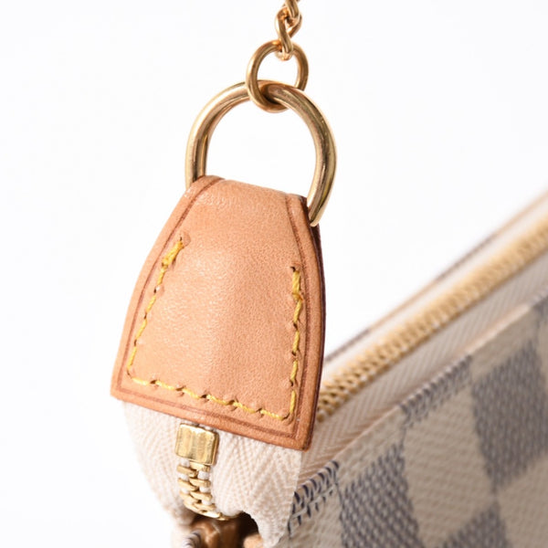 Like new LOUIS VUITTON Mini Pochette Accessory Pouch N58010 Damier Azur White Used 4a004210