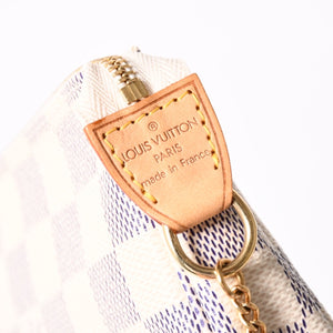 Like new LOUIS VUITTON Mini Pochette Accessory Pouch N58010 Damier Azur White Used 4a004210