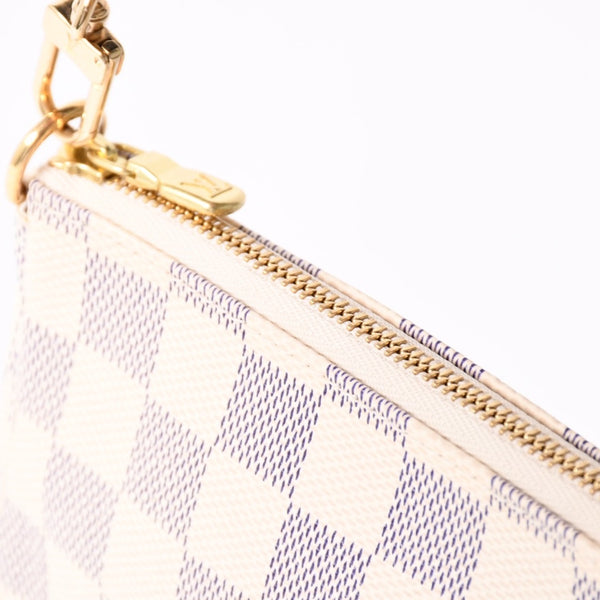 Like new LOUIS VUITTON Mini Pochette Accessory Pouch N58010 Damier Azur White Used 4a004210