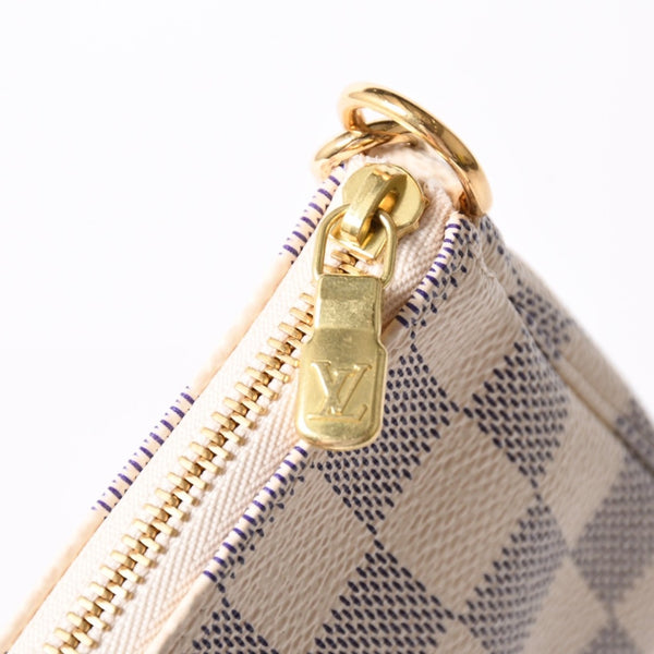 Like new LOUIS VUITTON Mini Pochette Accessory Pouch N58010 Damier Azur White Used 4a004210