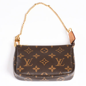 極美品 LOUIS VUITTON ルイヴィトン モノグラム ミニポシェット アクセソワール アクセサリーポーチ M58009 ブラウン 中古 4a004172