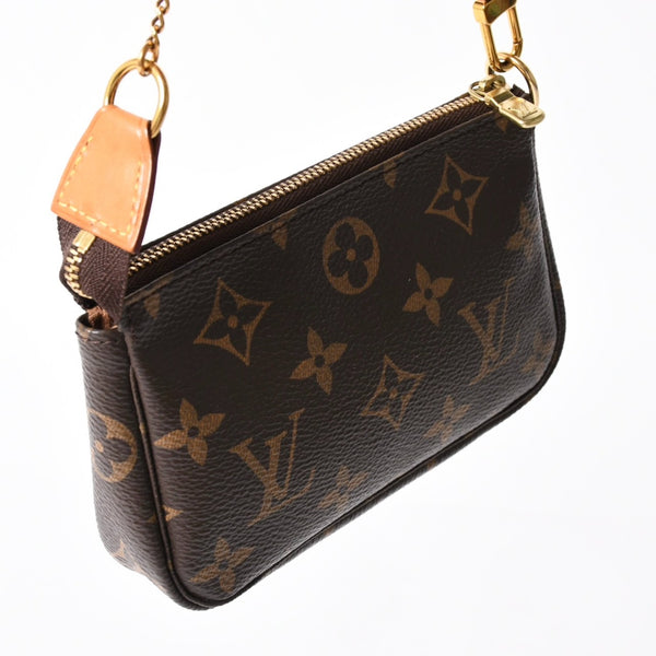 極美品 LOUIS VUITTON ルイヴィトン モノグラム ミニポシェット アクセソワール アクセサリーポーチ M58009 ブラウン 中古 4a004172