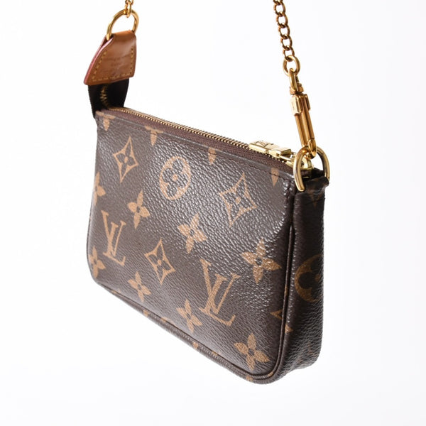 極美品 LOUIS VUITTON ルイヴィトン モノグラム ミニポシェット アクセソワール アクセサリーポーチ M58009 ブラウン 中古 4a004172