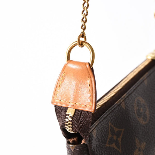 極美品 LOUIS VUITTON ルイヴィトン モノグラム ミニポシェット アクセソワール アクセサリーポーチ M58009 ブラウン 中古 4a004172