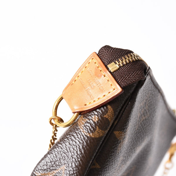 極美品 LOUIS VUITTON ルイヴィトン モノグラム ミニポシェット アクセソワール アクセサリーポーチ M58009 ブラウン 中古 4a004172