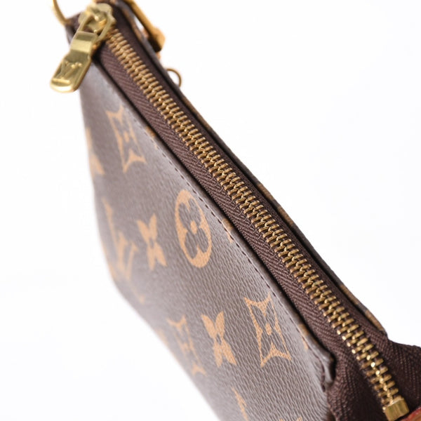 極美品 LOUIS VUITTON ルイヴィトン モノグラム ミニポシェット アクセソワール アクセサリーポーチ M58009 ブラウン 中古 4a004172