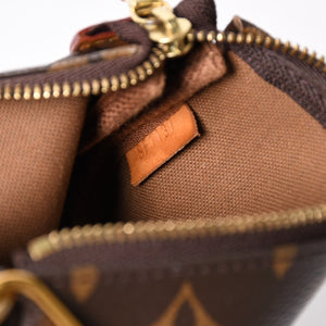 極美品 LOUIS VUITTON ルイヴィトン モノグラム ミニポシェット アクセソワール アクセサリーポーチ M58009 ブラウン 中古 4a004172