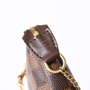 極美品 LOUIS VUITTON ルイヴィトン ダミエ ミニ ポシェット アクセソワール ポーチ N58009 ブラウン ゴールド金具 中古 4a004197