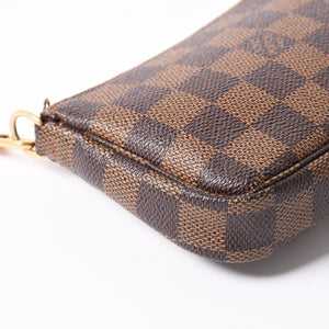 極美品 LOUIS VUITTON ルイヴィトン ダミエ ミニ ポシェット アクセソワール ポーチ N58009 ブラウン ゴールド金具 中古 4a004197