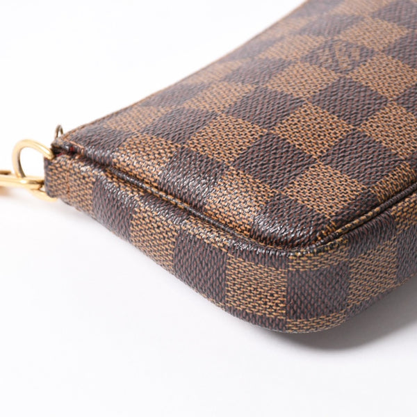 極美品 LOUIS VUITTON ルイヴィトン ダミエ ミニ ポシェット アクセソワール ポーチ N58009 ブラウン ゴールド金具 中古 4a004197