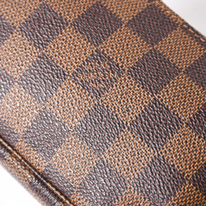 極美品 LOUIS VUITTON ルイヴィトン ダミエ ミニ ポシェット アクセソワール ポーチ N58009 ブラウン ゴールド金具 中古 4a004197