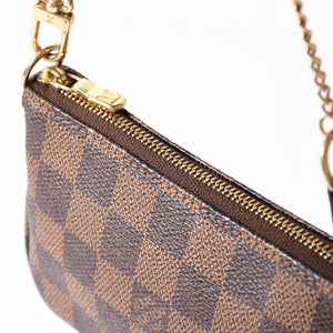 極美品 LOUIS VUITTON ルイヴィトン ダミエ ミニ ポシェット アクセソワール ポーチ N58009 ブラウン ゴールド金具 中古 4a004197