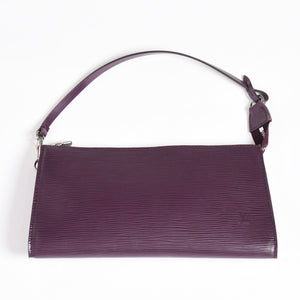 Very Good Condition LOUIS VUITTON Pochette Accessory Pouch M5298K Epi Purple Silver Hardware Used 4a004185