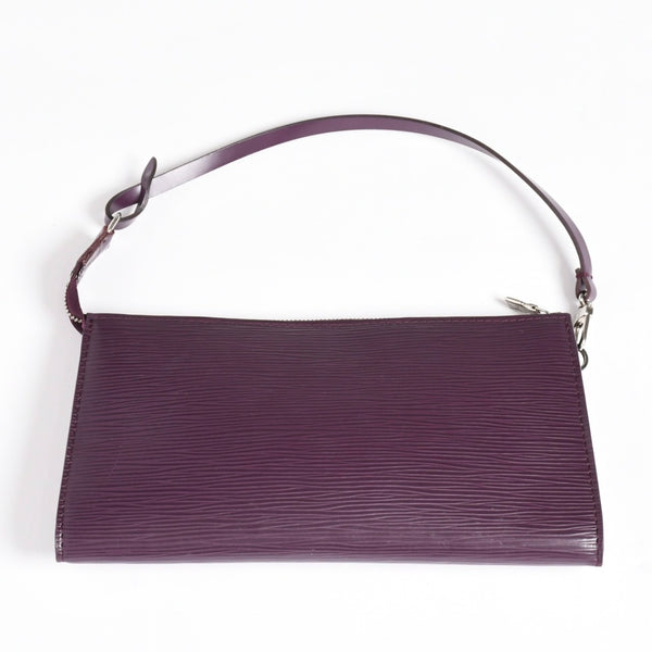 Very Good Condition LOUIS VUITTON Pochette Accessory Pouch M5298K Epi Purple Silver Hardware Used 4a004185