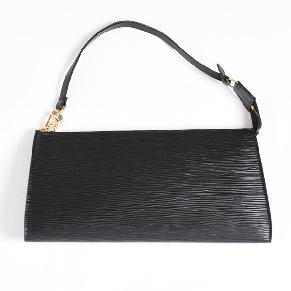 極美品 LOUIS VUITTON ルイヴィトン ポシェット アクセソワール アクセサリーポーチ M52942 エピ ブラック ゴールド金具 中古 4a004178