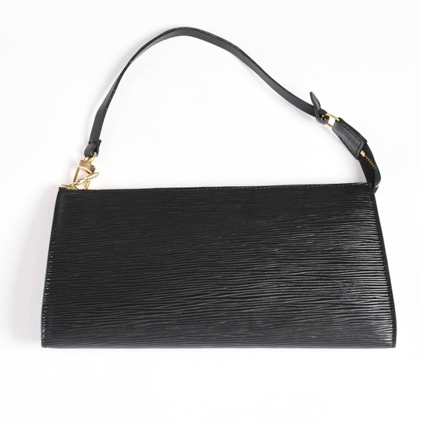 極美品 LOUIS VUITTON ルイヴィトン ポシェット アクセソワール アクセサリーポーチ M52942 エピ ブラック ゴールド金具 中古 4a004178