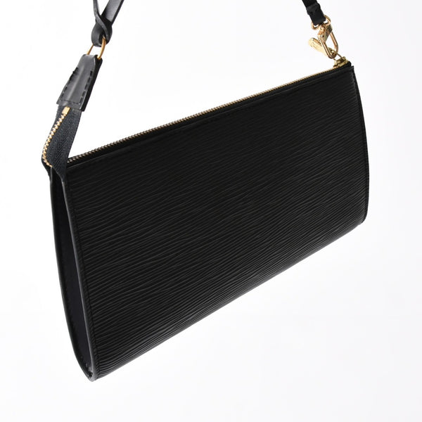 極美品 LOUIS VUITTON ルイヴィトン ポシェット アクセソワール アクセサリーポーチ M52942 エピ ブラック ゴールド金具 中古 4a004178