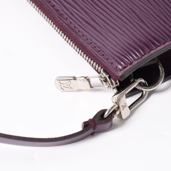 Very Good Condition LOUIS VUITTON Pochette Accessory Pouch M5298K Epi Purple Silver Hardware Used 4a004185