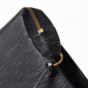 極美品 LOUIS VUITTON ルイヴィトン ポシェット アクセソワール アクセサリーポーチ M52942 エピ ブラック ゴールド金具 中古 4a004178