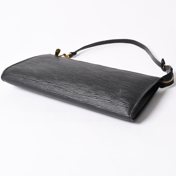 極美品 LOUIS VUITTON ルイヴィトン ポシェット アクセソワール アクセサリーポーチ M52942 エピ ブラック ゴールド金具 中古 4a004178