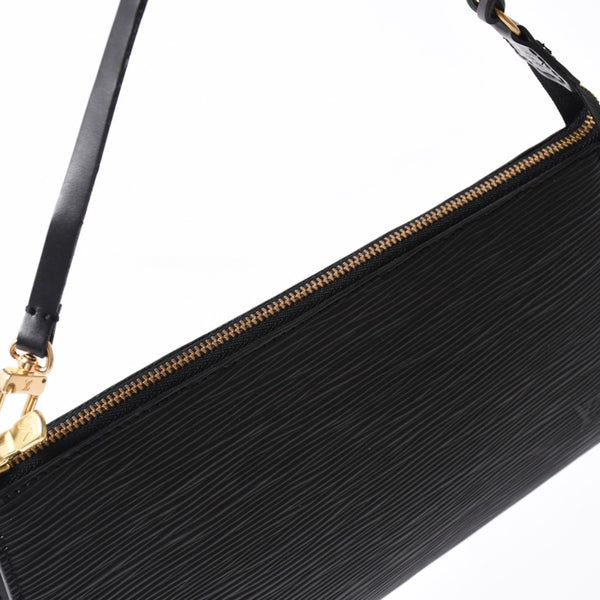 極美品 LOUIS VUITTON ルイヴィトン ポシェット アクセソワール アクセサリーポーチ M52942 エピ ブラック ゴールド金具 中古 4a004178