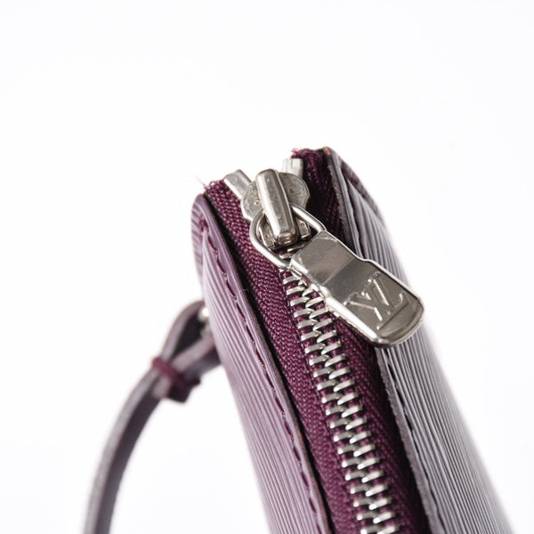 Very Good Condition LOUIS VUITTON Pochette Accessory Pouch M5298K Epi Purple Silver Hardware Used 4a004185